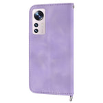 For Xiaomi 12X 5G / 12 5G / 12S 5G Imprinted Flowers Stand Wallet Leather Case Multiple Card Slots Skin-touch Phone Cover with Wrist Strap and Shoulder Strap