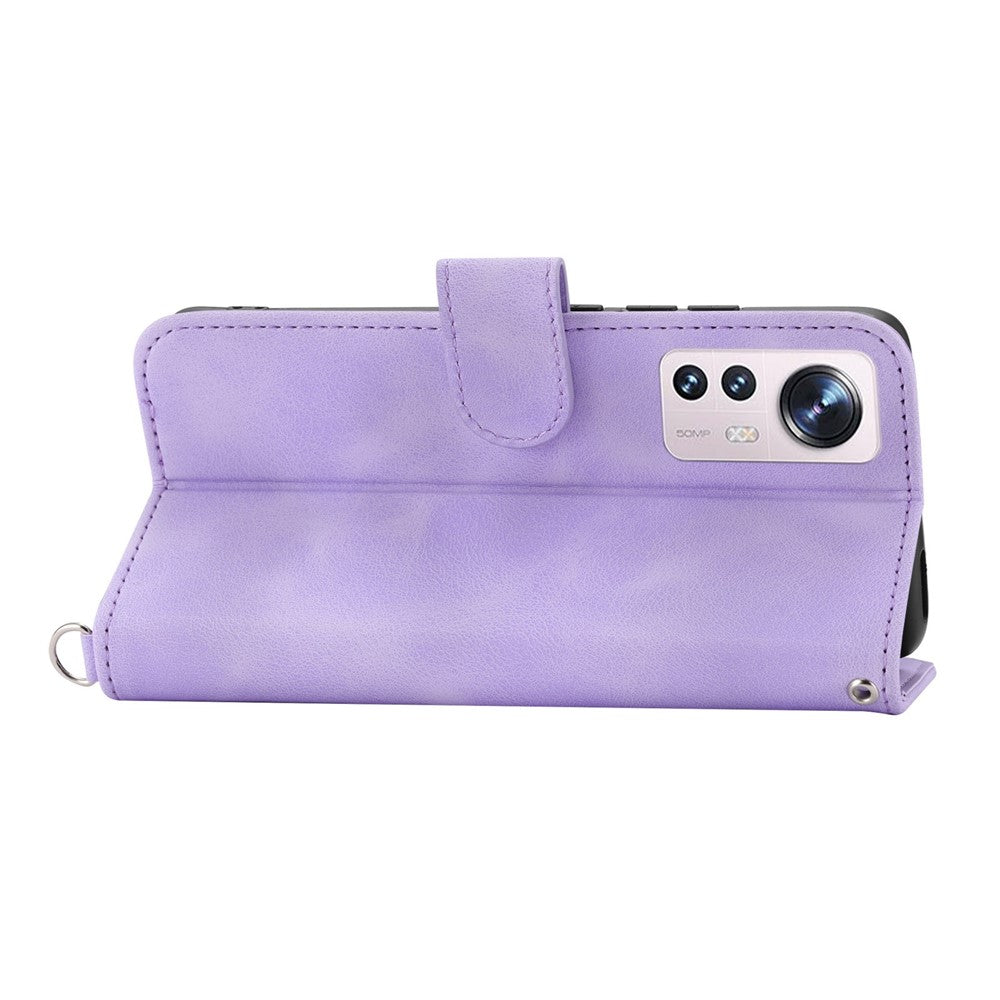 For Xiaomi 12X 5G / 12 5G / 12S 5G Imprinted Flowers Stand Wallet Leather Case Multiple Card Slots Skin-touch Phone Cover with Wrist Strap and Shoulder Strap