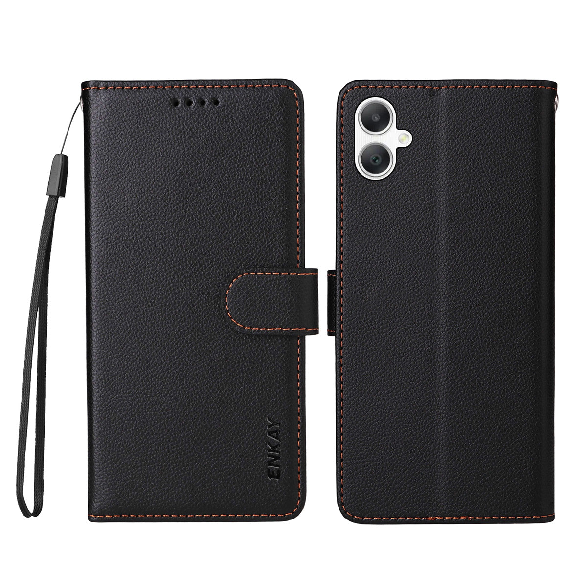 ENKAY HAT PRINCE til Samsung Galaxy A07 4G Wallet Case med rem RFID-blokerende læder stativ telefoncover