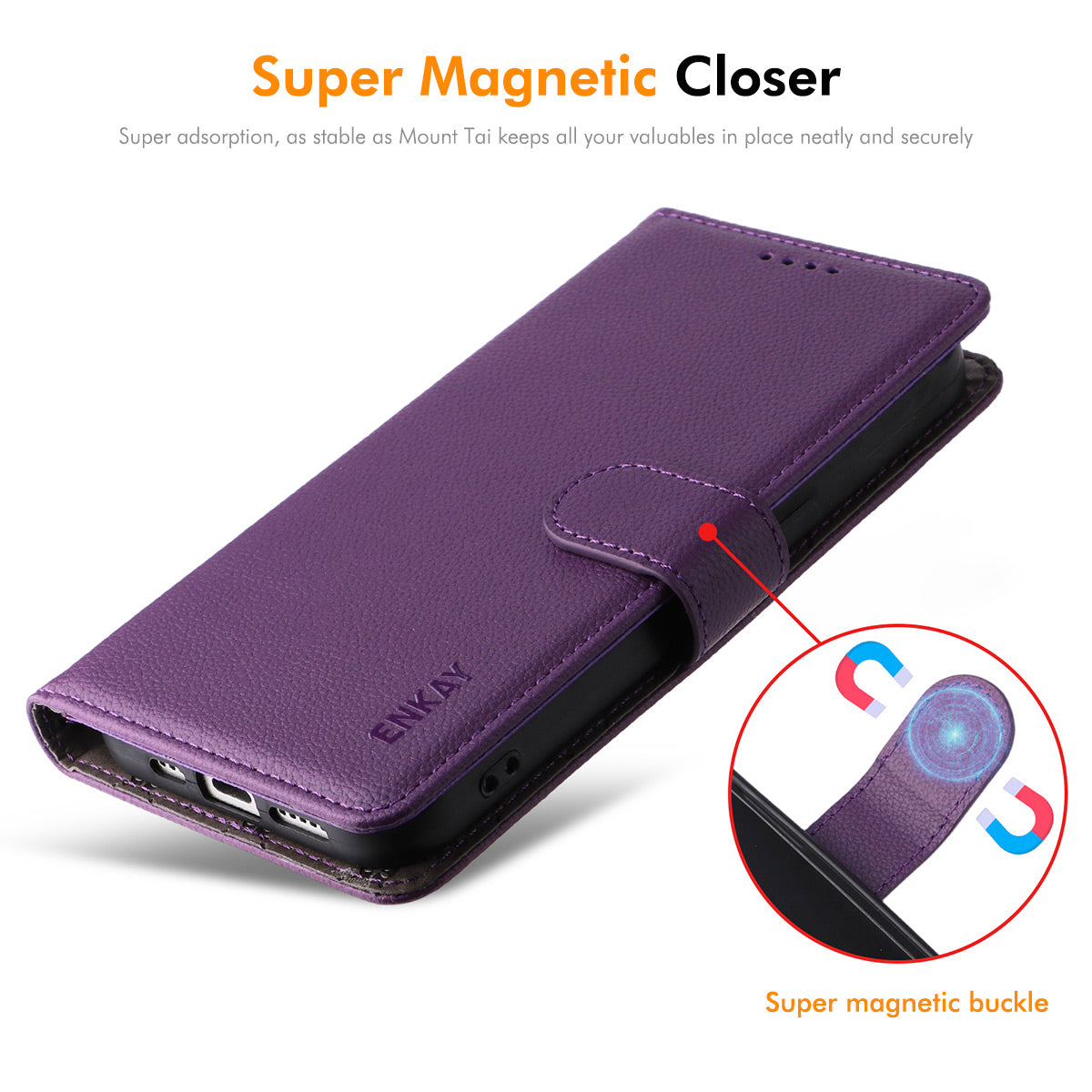 ENKAY HAT PRINCE til Samsung Galaxy A07 4G Wallet Case med rem RFID-blokerende læder stativ telefoncover