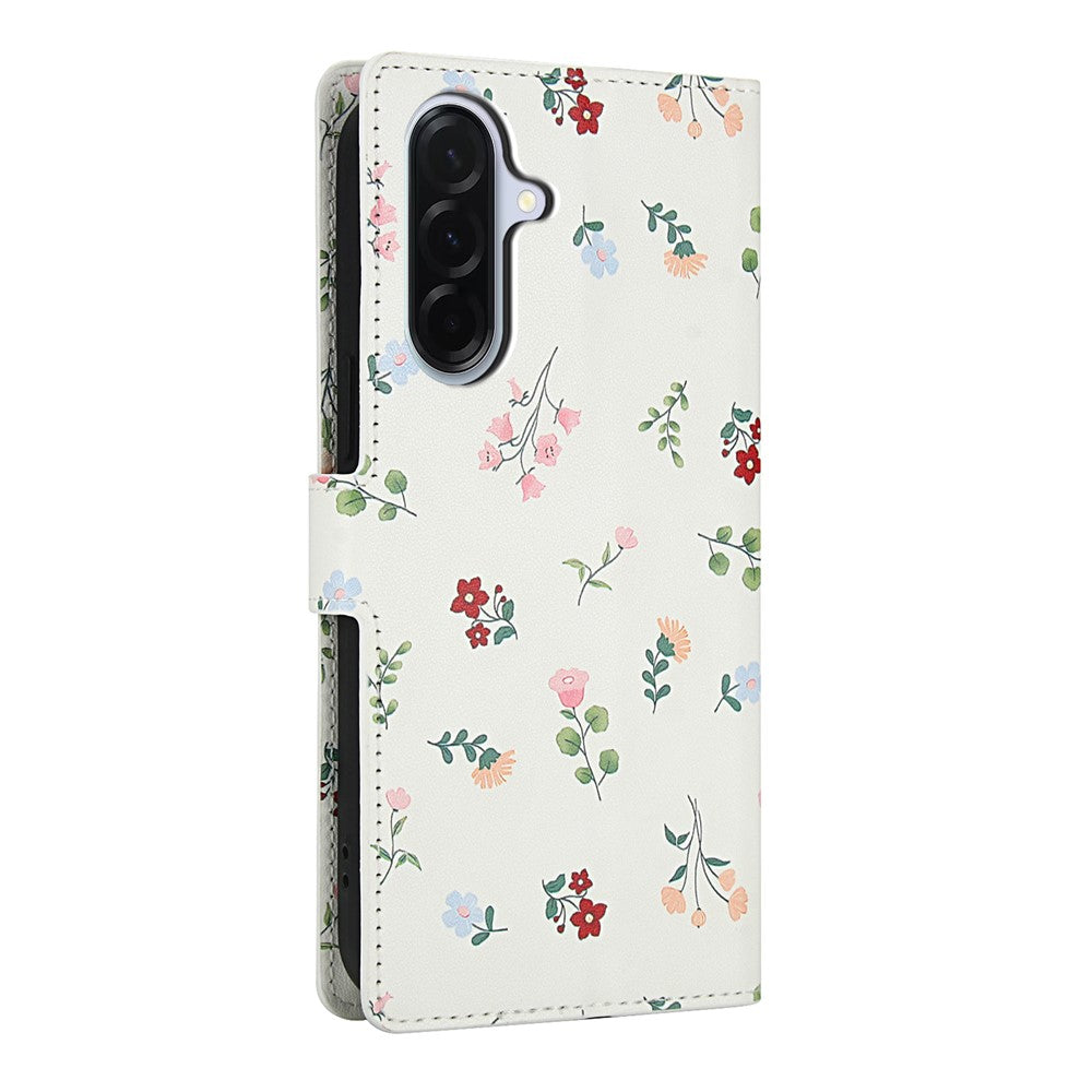 Samsung Galaxy A18 5G / A18 4G / A17 5G / A17 4G / A26 5G pung-etui med rombisk blomstermønster, læderflip-etui med rem
