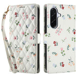 Samsung Galaxy A18 5G / A18 4G / A17 5G / A17 4G / A26 5G pung-etui med rombisk blomstermønster, læderflip-etui med rem