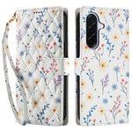 Samsung Galaxy A18 5G / A18 4G / A17 5G / A17 4G / A26 5G pung-etui med rombisk blomstermønster, læderflip-etui med rem