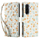 Samsung Galaxy A18 5G / A18 4G / A17 5G / A17 4G / A26 5G pung-etui med rombisk blomstermønster, læderflip-etui med rem