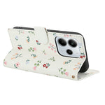 For Xiaomi Redmi Note 14 4G (164.84mm) Wallet Case Rhombic Floral Design Leather Flip Phone Cover with Strap