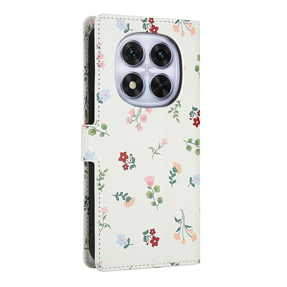 Plånboksfodral för Xiaomi Redmi Note 14 Pro 5G / 14 Pro+ 5G / Poco X7 5G Rombiskt blommönster Läderflikfodral med rem