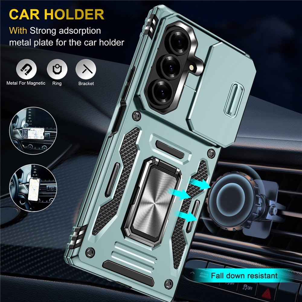 For Samsung Galaxy Z Fold8 Ultra / Z Fold7 5G Case Kickstand Slide Lens Lid PC + TPU Drop-Proof Phone Cover