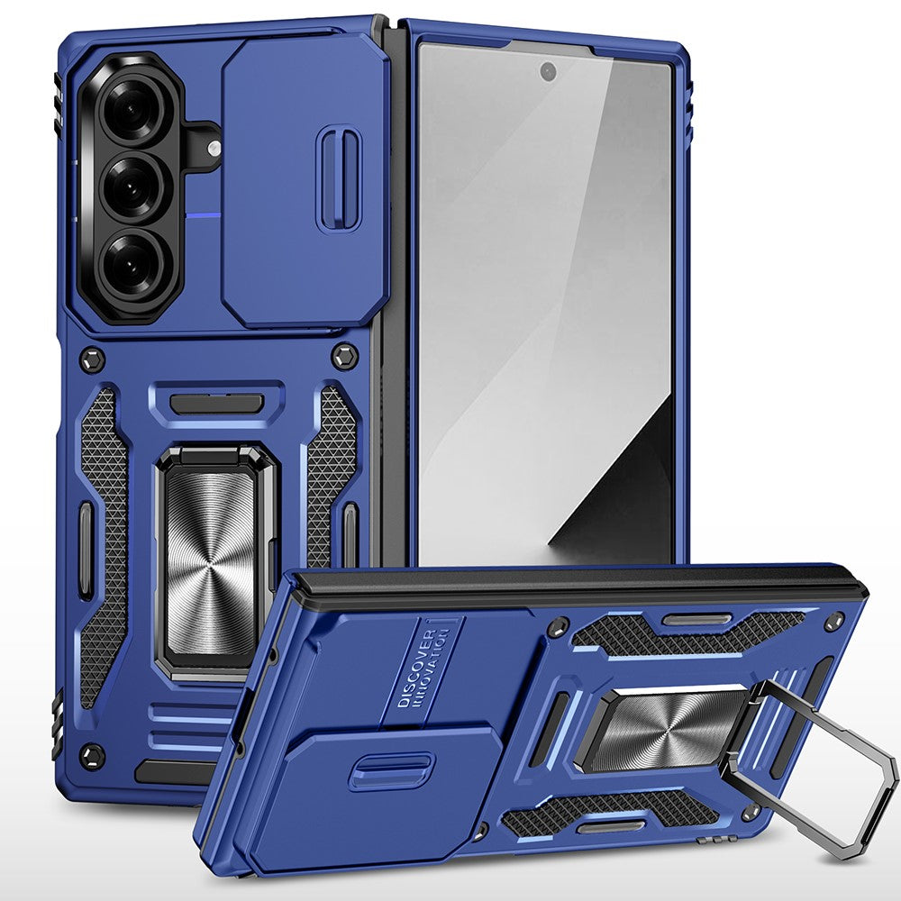 For Samsung Galaxy Z Fold8 Ultra / Z Fold7 5G Case Kickstand Slide Lens Lid PC + TPU Drop-Proof Phone Cover