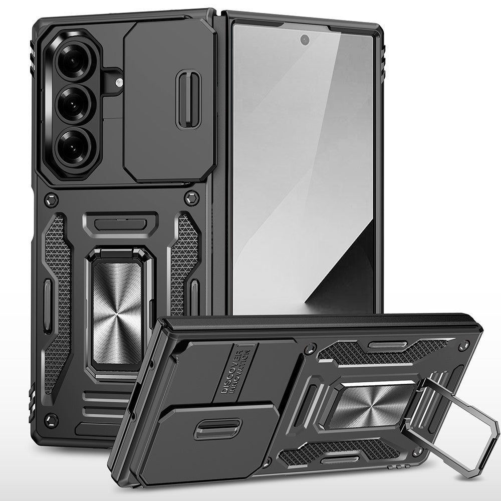 For Samsung Galaxy Z Fold8 Ultra / Z Fold7 5G Case Kickstand Slide Lens Lid PC + TPU Drop-Proof Phone Cover