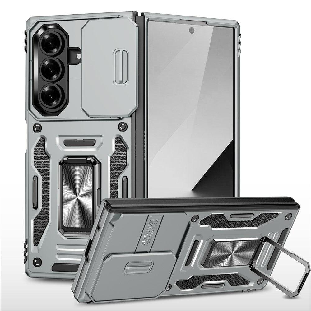 For Samsung Galaxy Z Fold8 Ultra / Z Fold7 5G Case Kickstand Slide Lens Lid PC + TPU Drop-Proof Phone Cover
