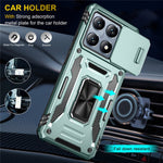 For Xiaomi 14T Pro Case Kickstand Slide Lens Lid PC + TPU Drop-Proof Phone Cover