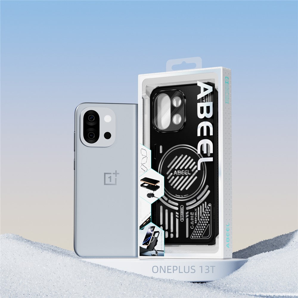 ABEEL Magnetiskt Skal För OnePlus 13T 5G Aluminiumlegering + PC + TPU Ihåligt Värmeavledande mobilskal