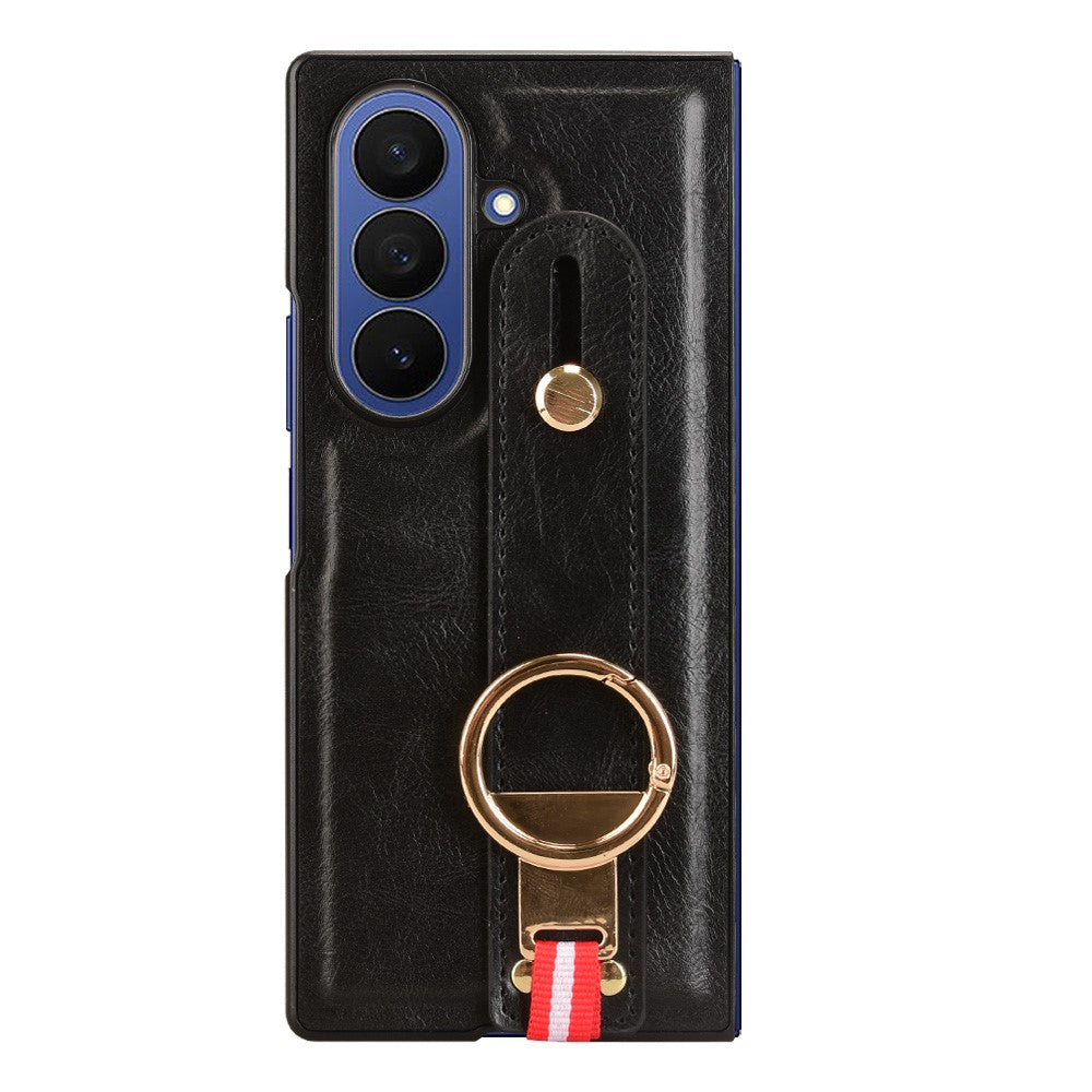 Samsung Galaxy Z Fold7 5G-cover med armbånd, stativ, læder + PC + TPU-mobilcover og flaskeåbner