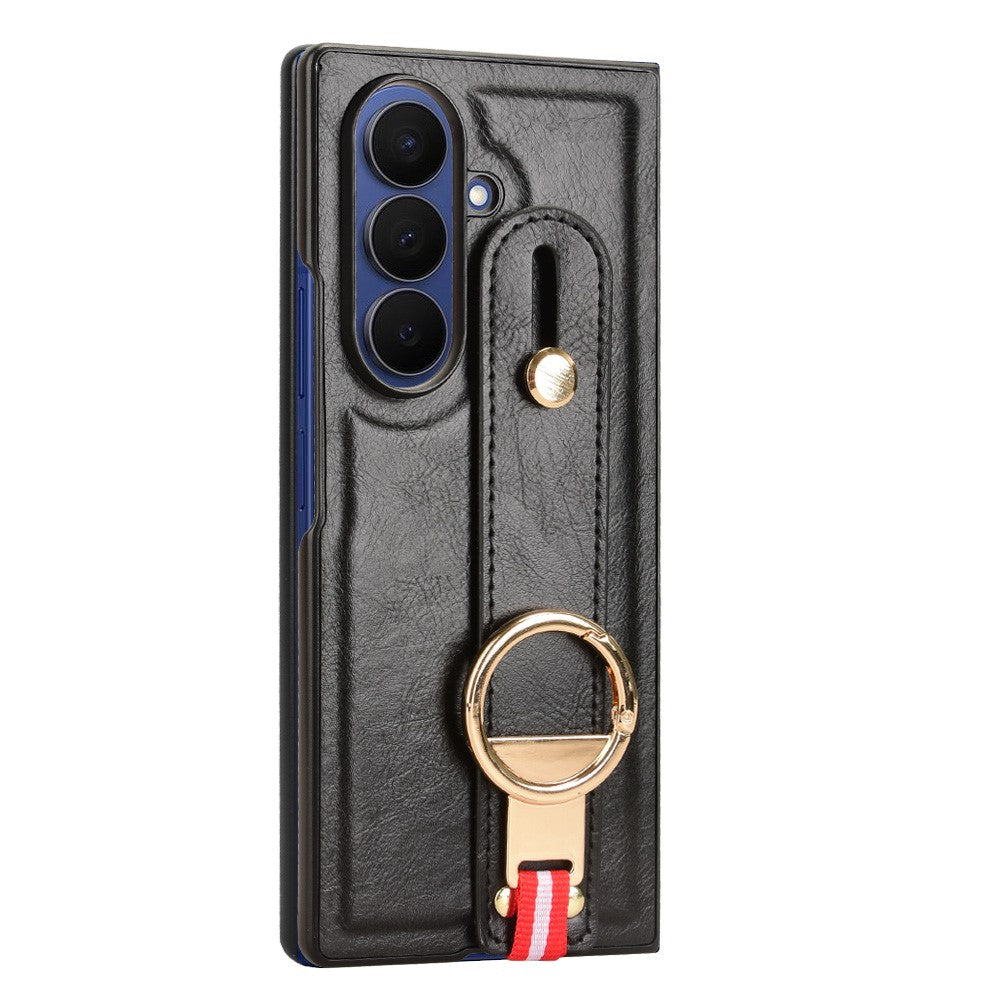 Samsung Galaxy Z Fold7 5G-cover med armbånd, stativ, læder + PC + TPU-mobilcover og flaskeåbner