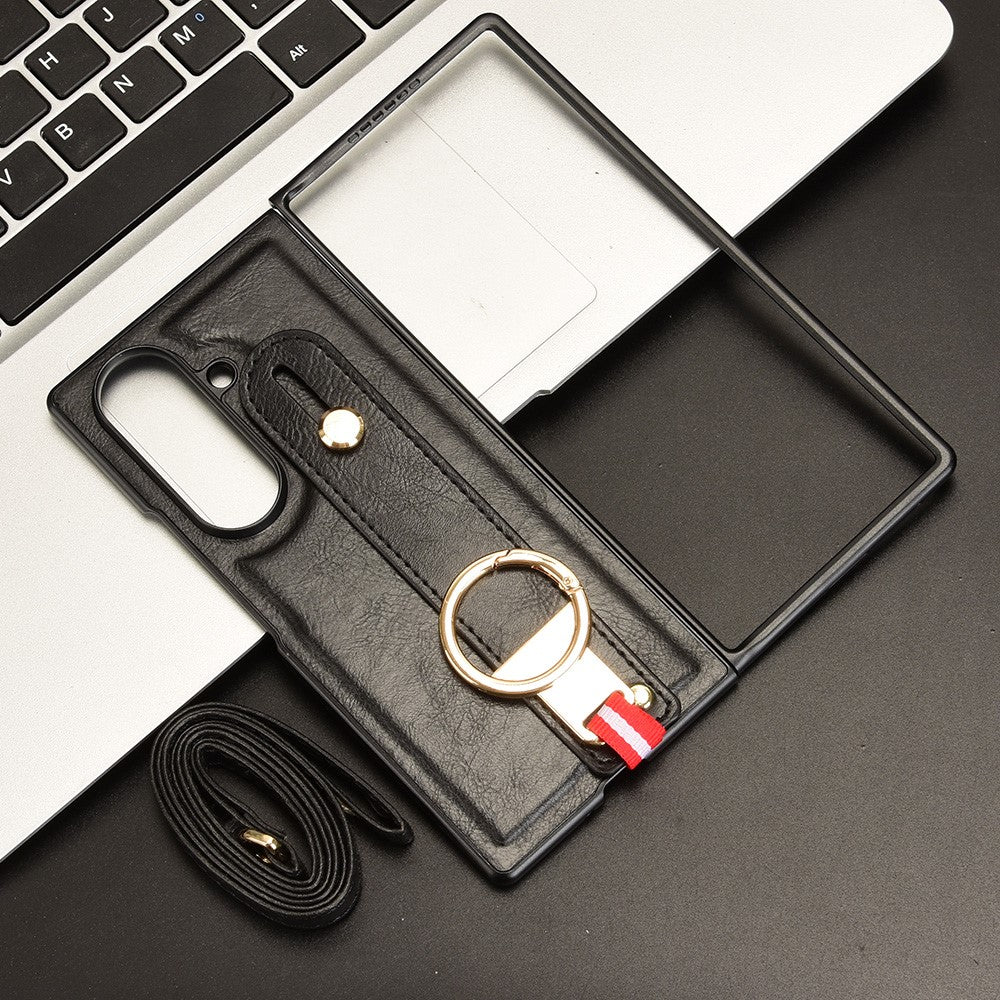 Samsung Galaxy Z Fold7 5G-cover med armbånd, stativ, læder + PC + TPU-mobilcover og flaskeåbner