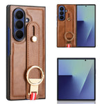 Samsung Galaxy Z Fold7 5G-cover med armbånd, stativ, læder + PC + TPU-mobilcover og flaskeåbner