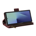For Samsung Galaxy Z Fold7 5G Case Zipper Multi-Pocket Wallet Leather Phone Cover with Shoulder and Wrist Straps