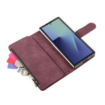 For Samsung Galaxy Z Fold7 5G Case Zipper Multi-Pocket Wallet Leather Phone Cover with Shoulder and Wrist Straps