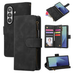 For Samsung Galaxy Z Fold7 5G Case Zipper Multi-Pocket Wallet Leather Phone Cover with Shoulder and Wrist Straps