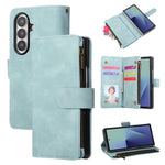 For Samsung Galaxy Z Fold7 5G Case Zipper Multi-Pocket Wallet Leather Phone Cover with Shoulder and Wrist Straps
