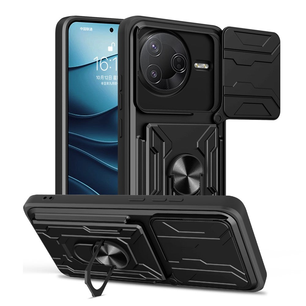 For Xiaomi Poco F7 Pro 5G  /  Redmi K80 5G Case PC + TPU Kickstand Phone Back Cover with Camera Slider