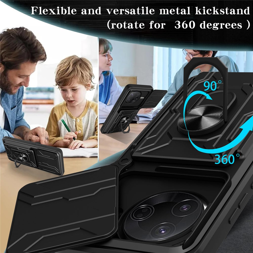For Xiaomi Poco F7 Pro 5G  /  Redmi K80 5G Case PC + TPU Kickstand Phone Back Cover with Camera Slider