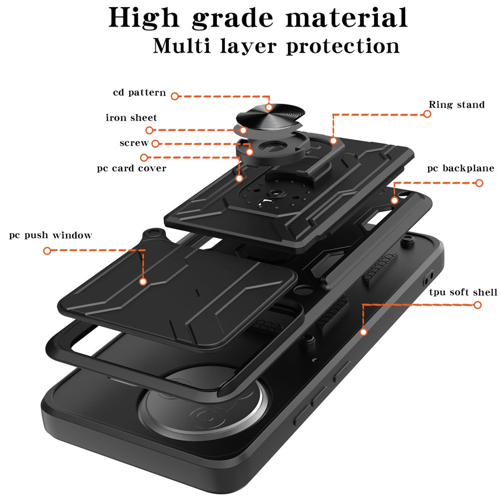 For Xiaomi Poco F7 Pro 5G  /  Redmi K80 5G Case PC + TPU Kickstand Phone Back Cover with Camera Slider