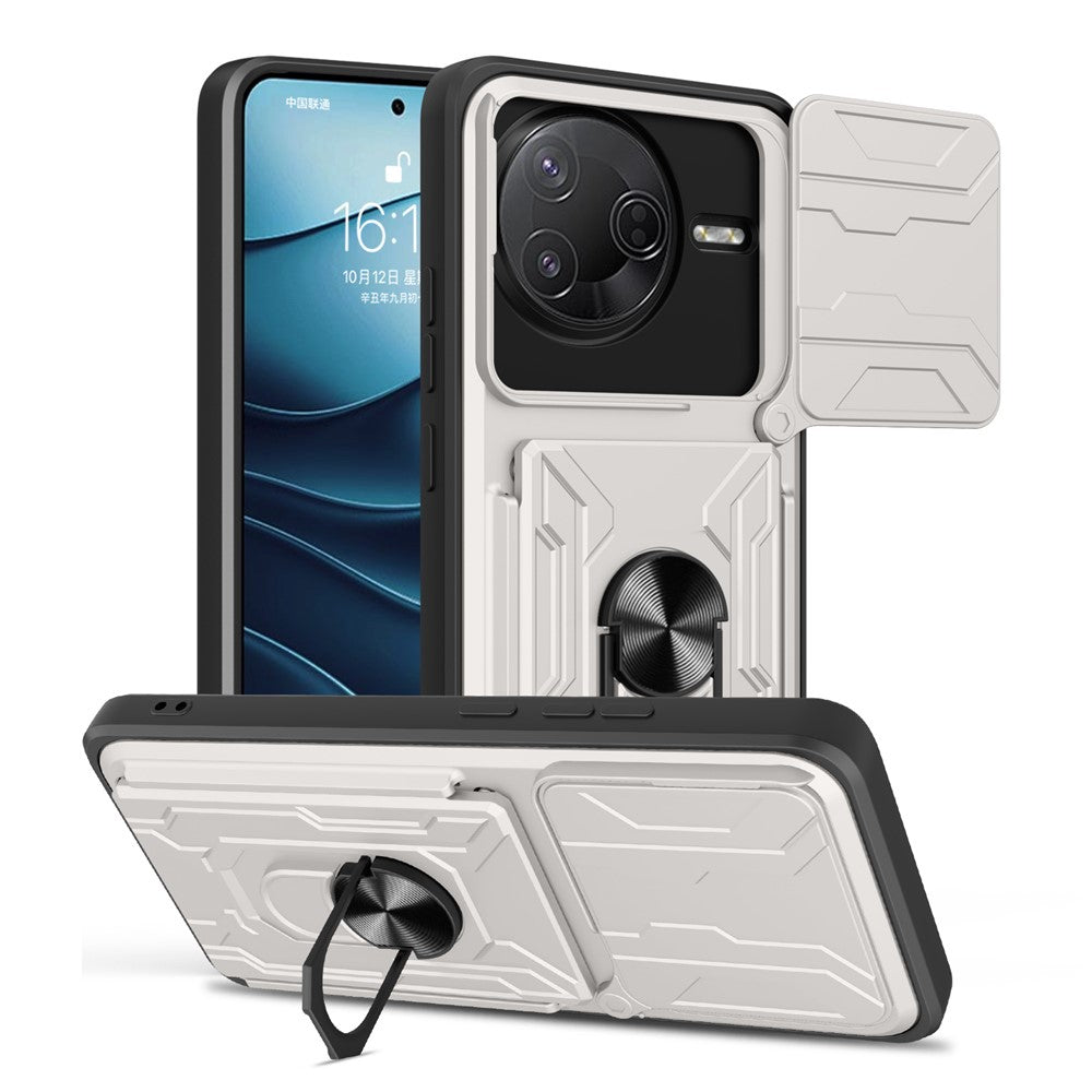 For Xiaomi Poco F7 Pro 5G  /  Redmi K80 5G Case PC + TPU Kickstand Phone Back Cover with Camera Slider