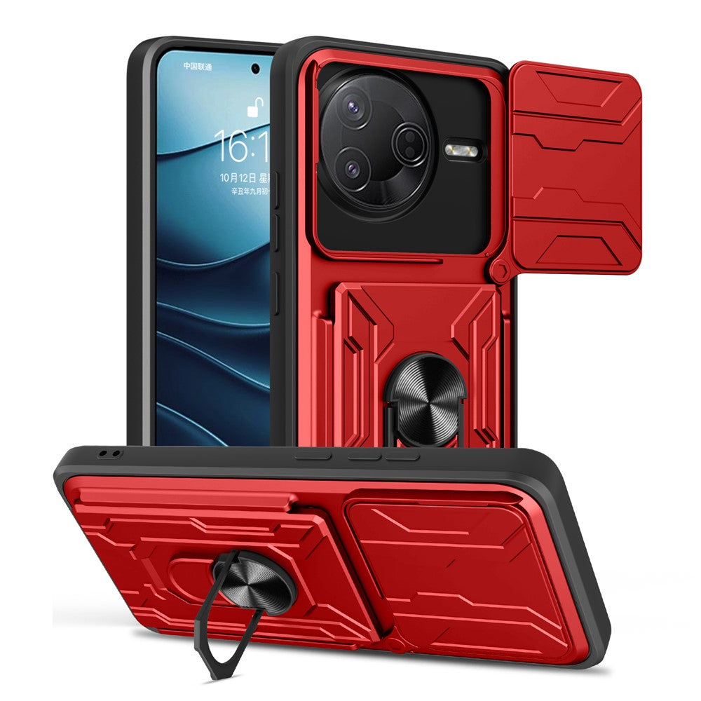 For Xiaomi Poco F7 Pro 5G  /  Redmi K80 5G Case PC + TPU Kickstand Phone Back Cover with Camera Slider