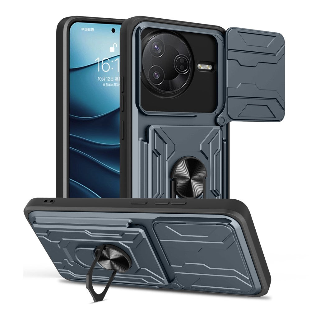 For Xiaomi Poco F7 Pro 5G  /  Redmi K80 5G Case PC + TPU Kickstand Phone Back Cover with Camera Slider