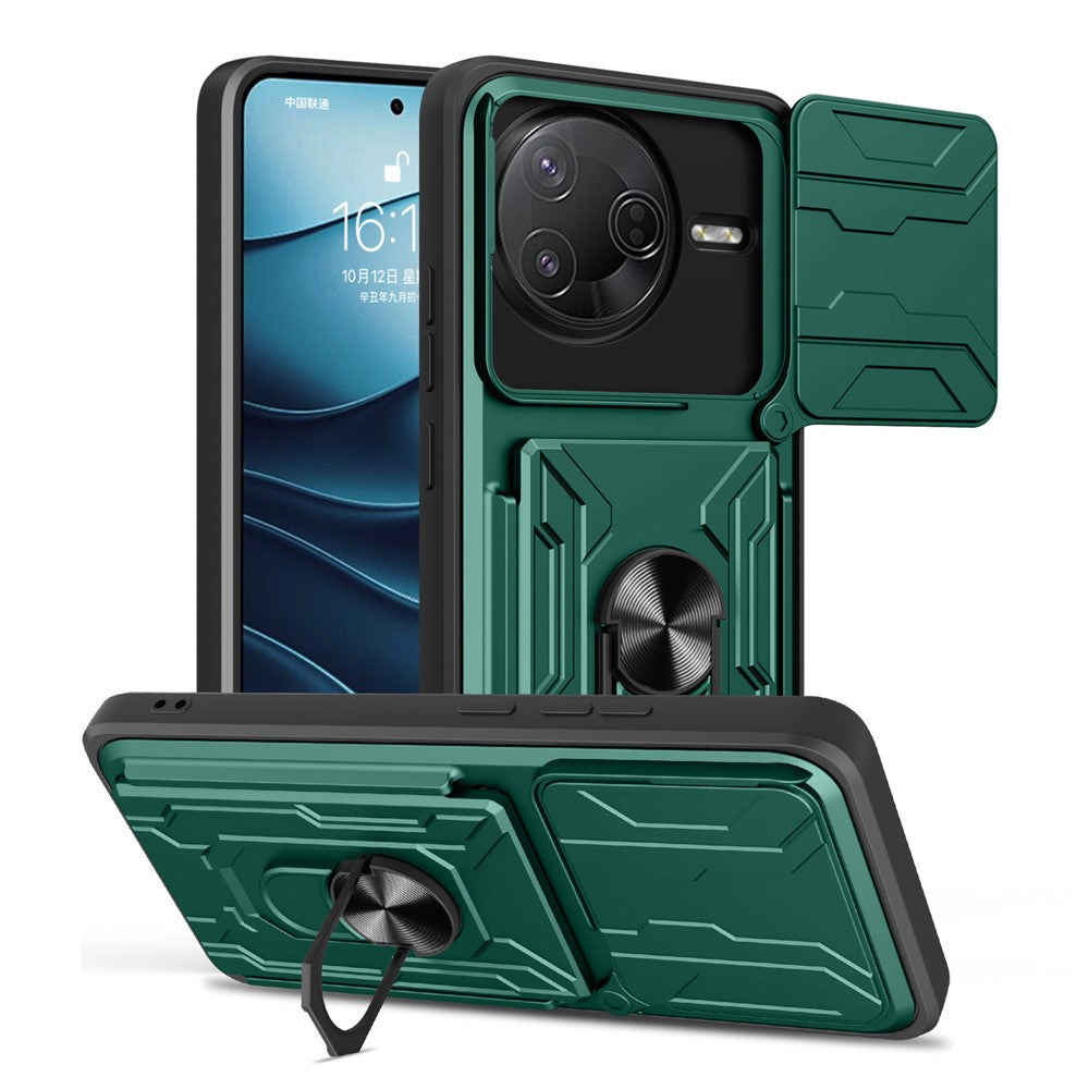 For Xiaomi Poco F7 Pro 5G  /  Redmi K80 5G Case PC + TPU Kickstand Phone Back Cover with Camera Slider