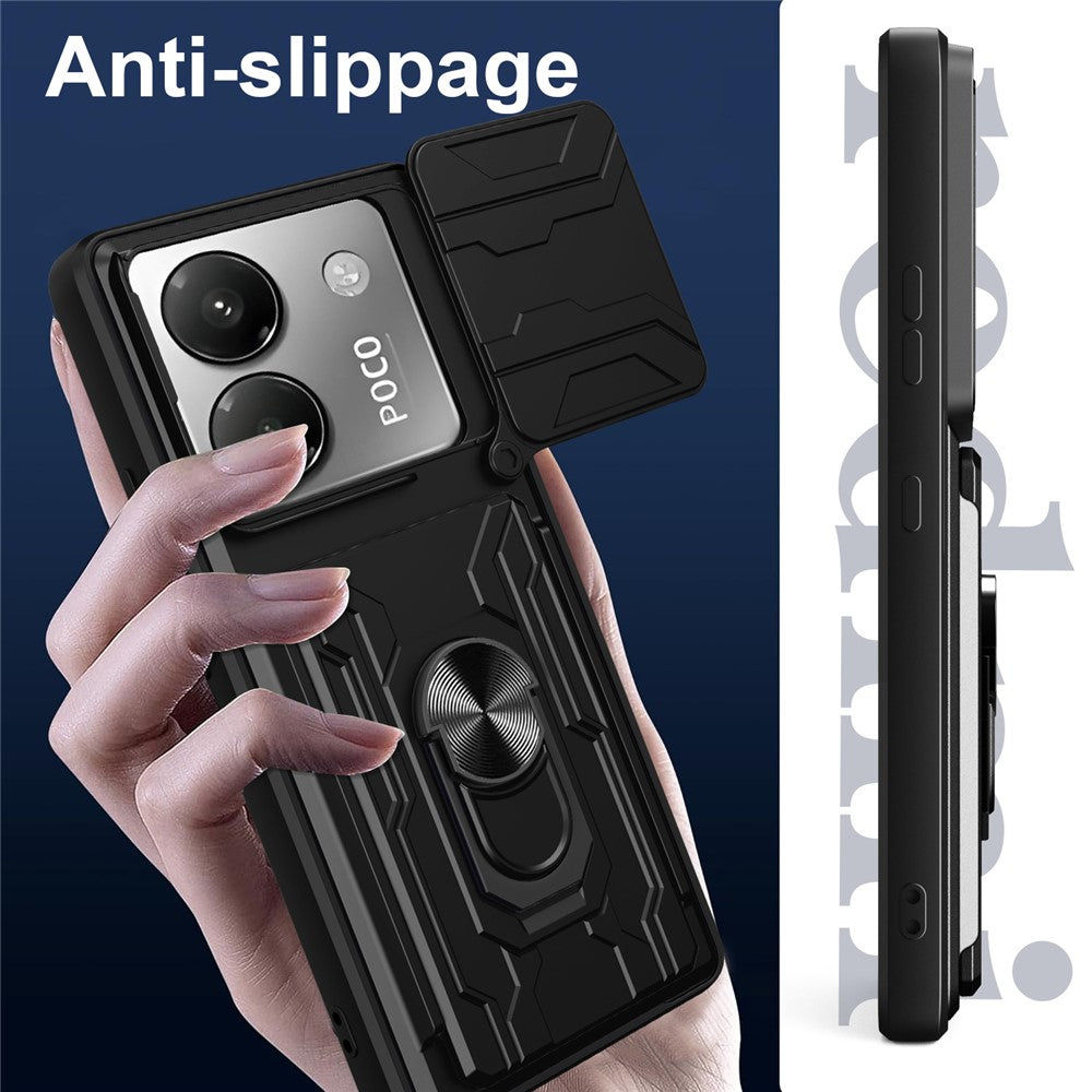For Xiaomi Poco M7 Pro 5G Case PC + TPU Kickstand Phone Back Cover with Camera Slider