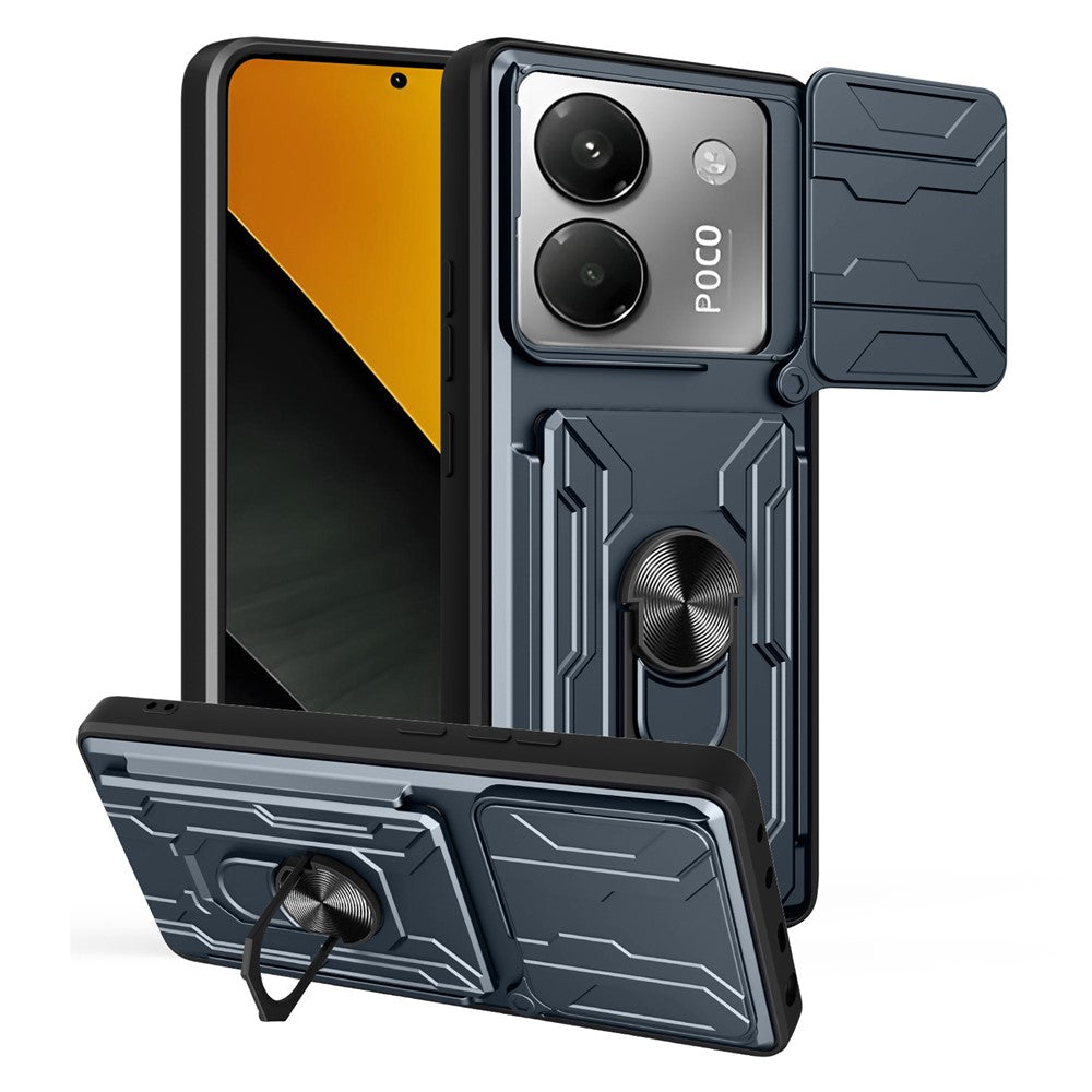 For Xiaomi Poco M7 Pro 5G Case PC + TPU Kickstand Phone Back Cover with Camera Slider