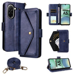 For Xiaomi Redmi A5 NFC (EU) (173.45mm) Leather Case Magnetic Closure Wallet Stand Phone Cover with Crossbody Strap