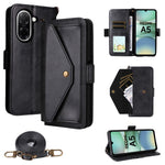 For Xiaomi Redmi A5 NFC (EU) (173.45mm) Leather Case Magnetic Closure Wallet Stand Phone Cover with Crossbody Strap