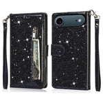 Til iPhone Air Stand Cover Glitter Telefon Lædercover Lynlåslomme