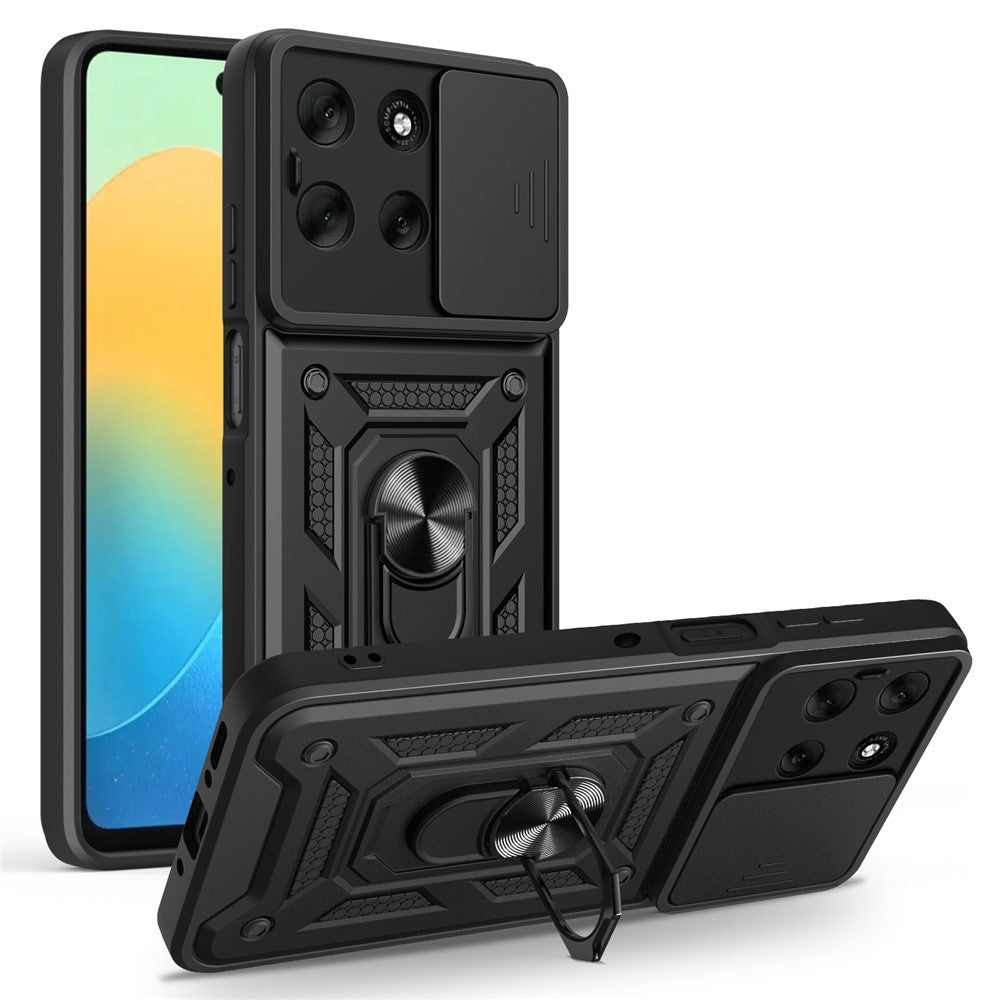 Til Motorola Moto G56 5G Cover med Skydekameralåg PC + TPU Kickstand Telefoncover