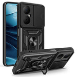 For Huawei Nova Y73 4G Case with Slide Camera Lid PC + TPU Kickstand Phone Cover