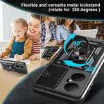 For Huawei Nova Y73 4G Case with Slide Camera Lid PC + TPU Kickstand Phone Cover