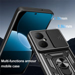 For Huawei Nova Y73 4G Case with Slide Camera Lid PC + TPU Kickstand Phone Cover
