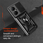For Huawei Nova Y73 4G Case with Slide Camera Lid PC + TPU Kickstand Phone Cover