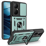 For Huawei Nova Y73 4G Case with Slide Camera Lid PC + TPU Kickstand Phone Cover