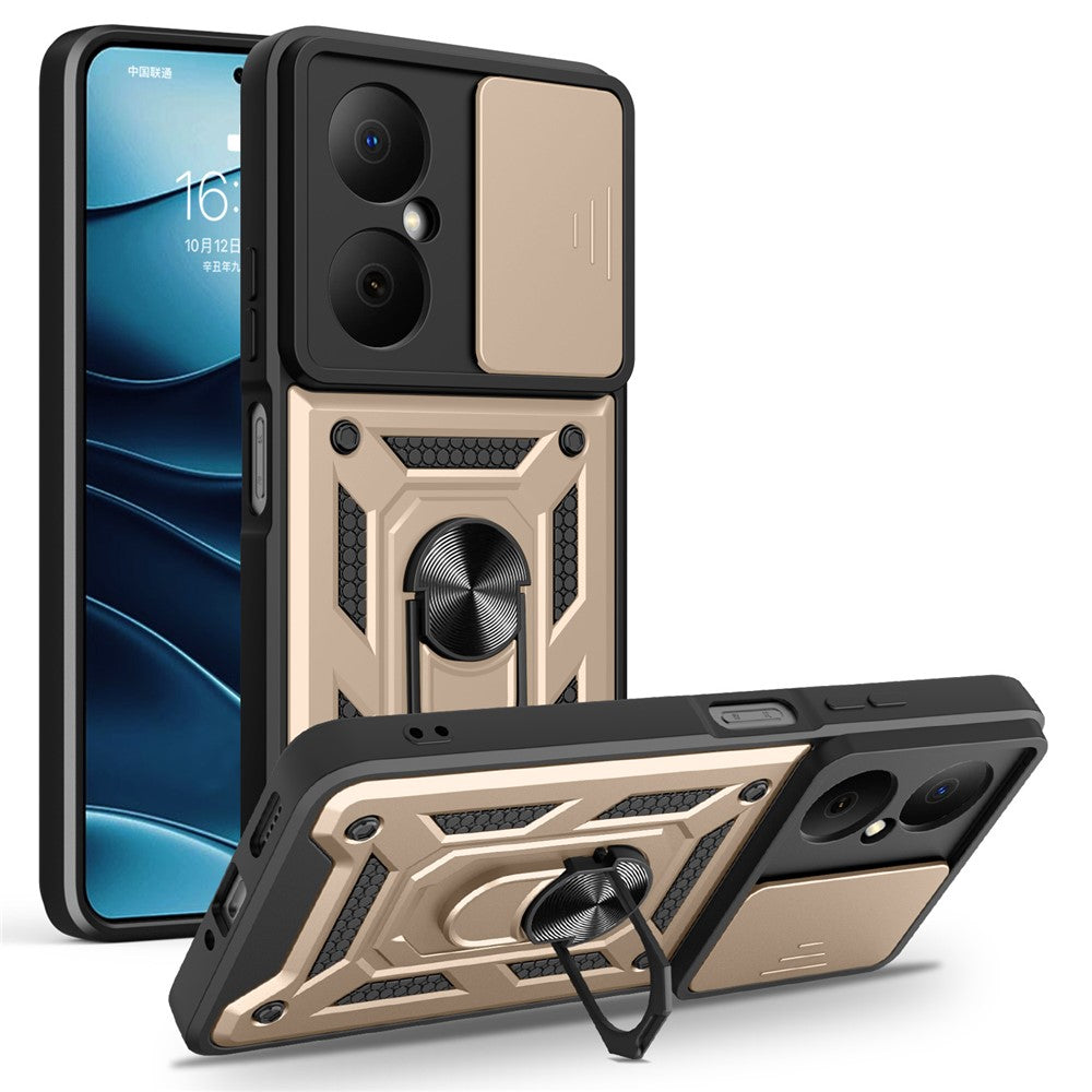 For Huawei Nova Y73 4G Case with Slide Camera Lid PC + TPU Kickstand Phone Cover