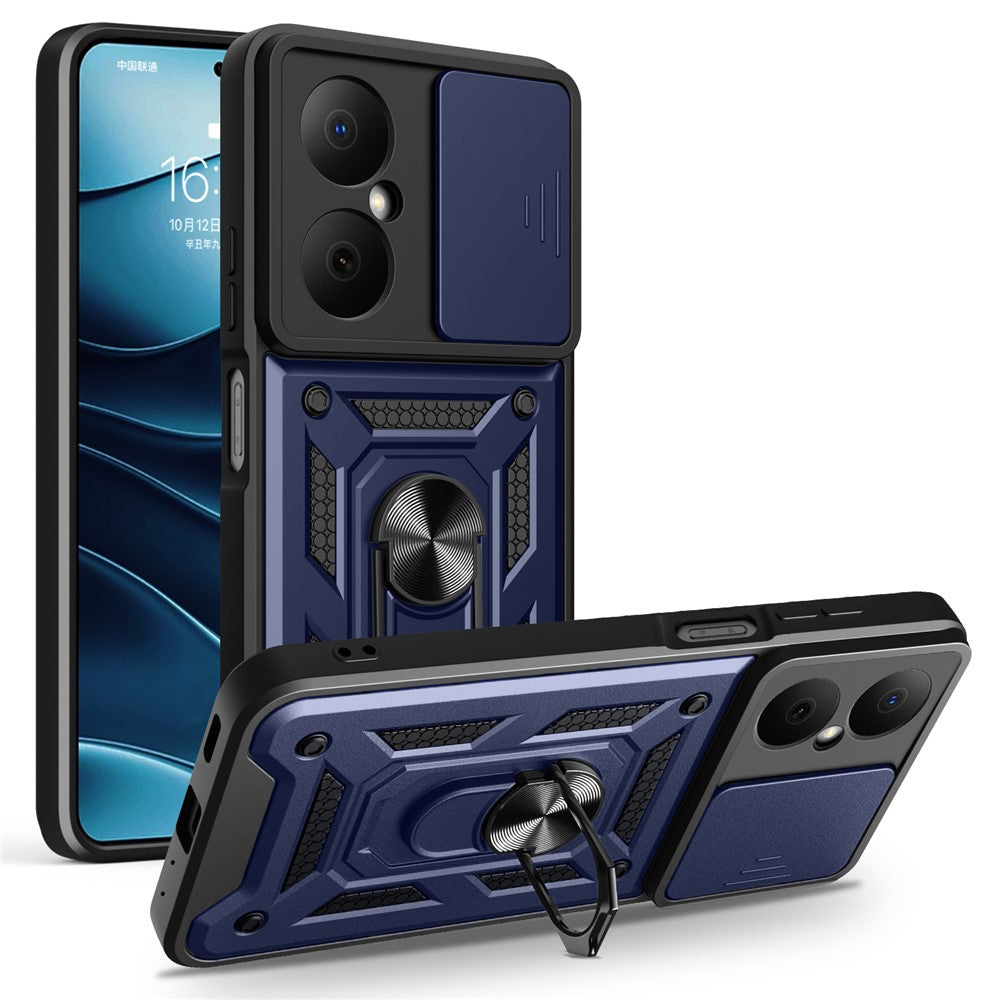 For Huawei Nova Y73 4G Case with Slide Camera Lid PC + TPU Kickstand Phone Cover
