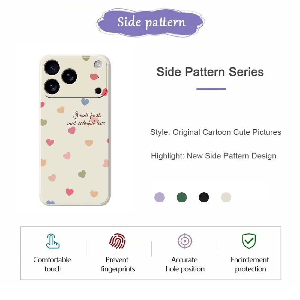 For iPhone 18 Pro Max / 17 Pro Max Case Colorful Love Pattern Printing Straight Edge TPU Phone Back Cover
