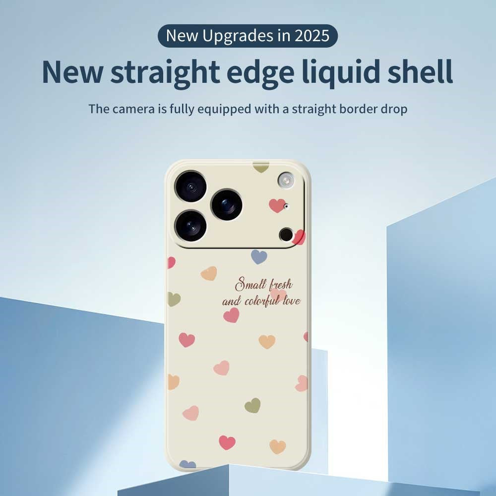 For iPhone 18 Pro Max / 17 Pro Max Case Colorful Love Pattern Printing Straight Edge TPU Phone Back Cover