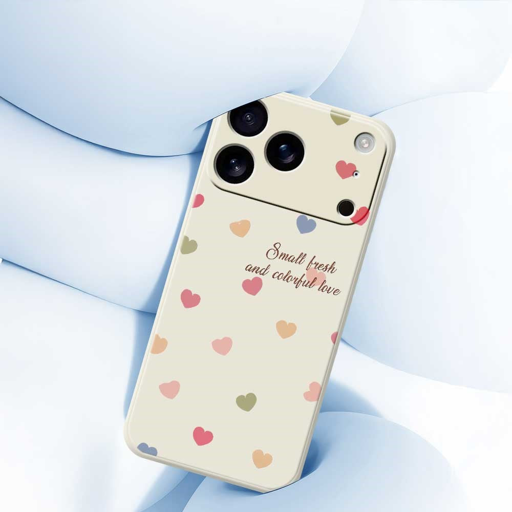 For iPhone 18 Pro Max / 17 Pro Max Case Colorful Love Pattern Printing Straight Edge TPU Phone Back Cover