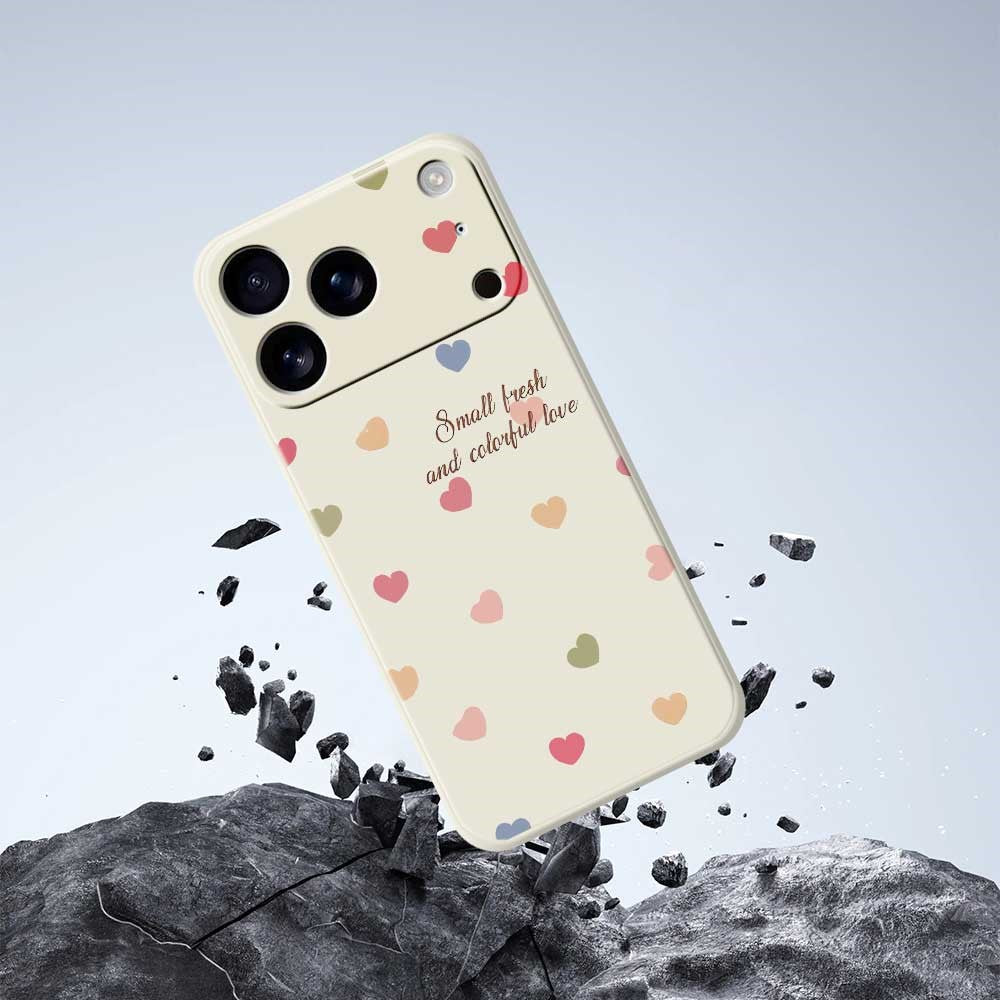 For iPhone 18 Pro Max / 17 Pro Max Case Colorful Love Pattern Printing Straight Edge TPU Phone Back Cover