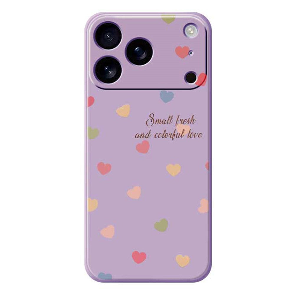 For iPhone 18 Pro Max / 17 Pro Max Case Colorful Love Pattern Printing Straight Edge TPU Phone Back Cover