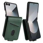 AZNS For Samsung Galaxy Z Flip7 5G Case Card Holder Cowhide Texture PC + PU Leather Phone Cover
